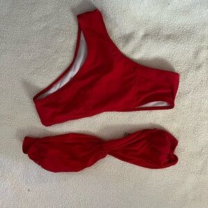 Red One-Shoulder Bikini Set
